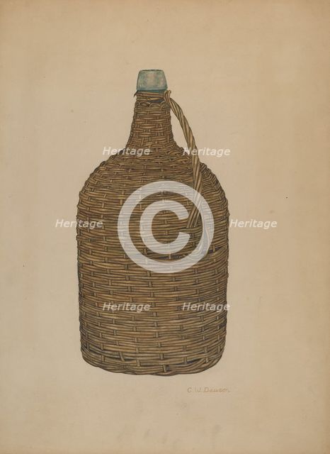 Wicker Demijohn, c. 1940. Creator: Clarence W Dawson.