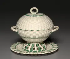 Wicker-Work Covered Basket , c. 1780-1840. Creator: Wedgwood Factory (British)