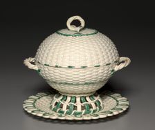 Wicker-Work Covered Basket , c. 1780-1840. Creator: Wedgwood Factory (British)