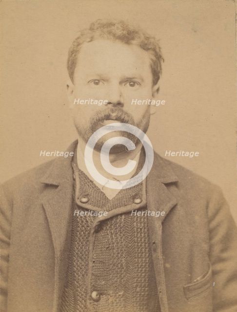 Widcoq. Fulgence, Ignace. 36 ans, né à Fressenneville (Somme). Mécanicien. Anarchiste. 10/..., 1894. Creator: Alphonse Bertillon.