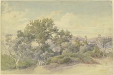Wide Italian mountain landscape with Olevano, 1850. Creator: August Georg Friedrich Lucas