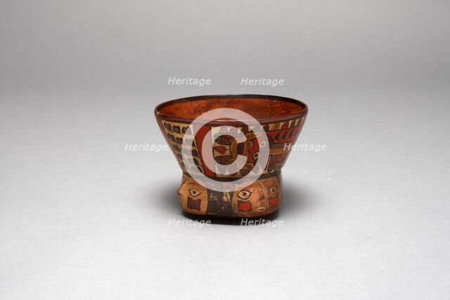 Wide-Mouth Cup Depicting a Costumed Performer and Mice, with Modeled Heads, 180 B.C./A.D. 500. Creator: Unknown.