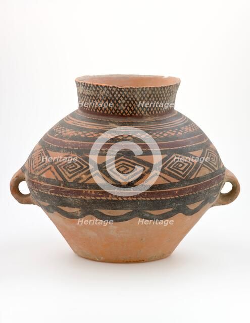 Wide mouth storage jar with bands and lozenge-spiral design, about 2200-2000 B.C.E.. Creator: Unknown.