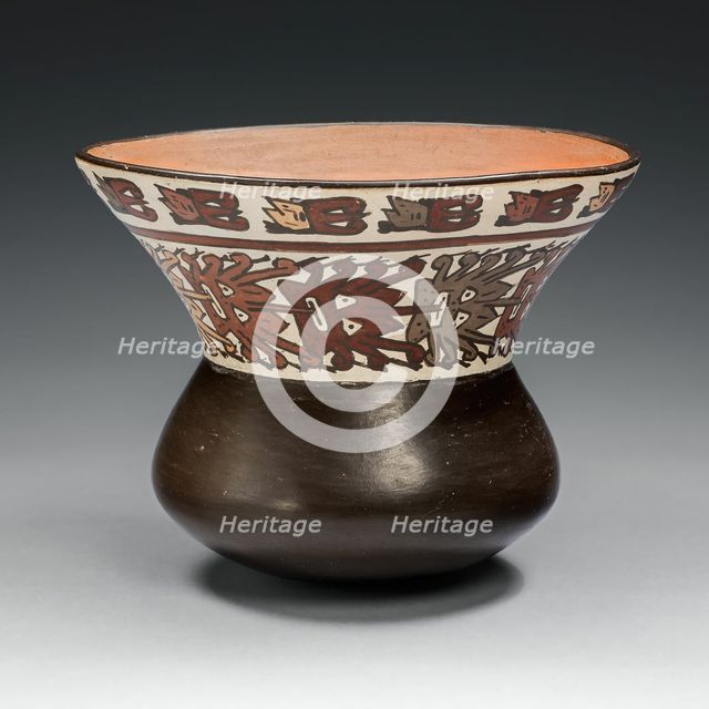 Wide-Necked Bowl with Rows of Abstract Masks and Trophy Heads, 180 B.C./A.D. 500. Creator: Unknown.