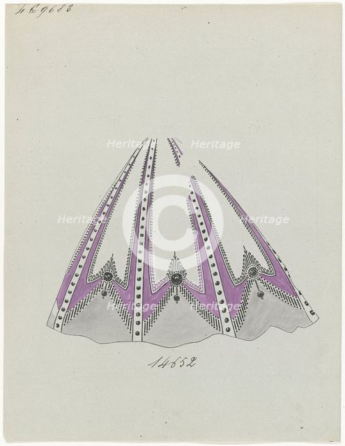 Wide skirt in purple, c.1865. Creator: Anon.