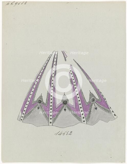 Wide skirt in purple, c.1865. Creator: Anon.