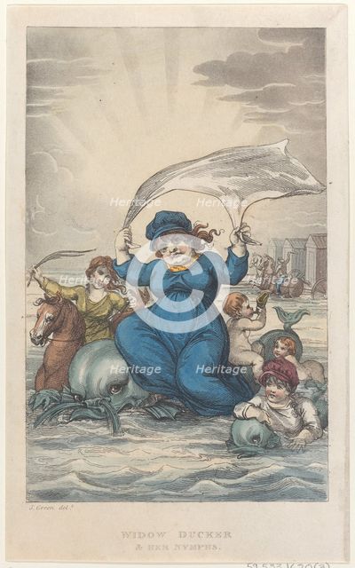 Widow Ducker & Her Nymphs, from "Poetical Sketches of Scarborough", 1813., 1813. Creators: Thomas Rowlandson, Joseph Constantine Stadler, J. Bluck.