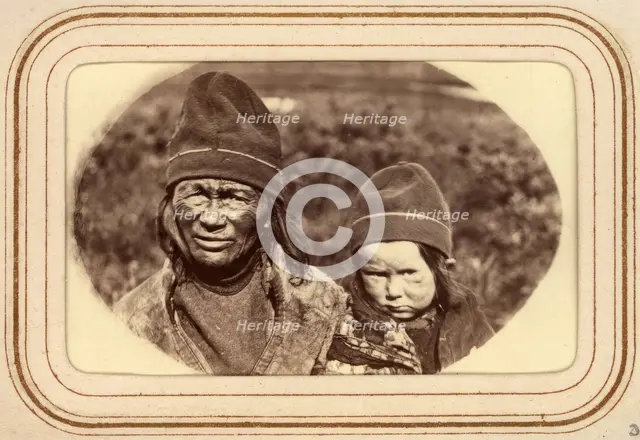 Widow Inga Pantsi with granddaughter, Tuorpon Sami village, 1868. Creator: Lotten von Duben.