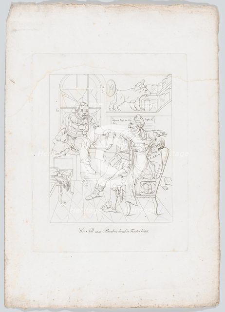 Wie Till zur Barbier durch's Fenster kömt (How Till Eupenspiegel Came In Through the Barbe..., 1806. Creator: Johann Heinrich Lips.