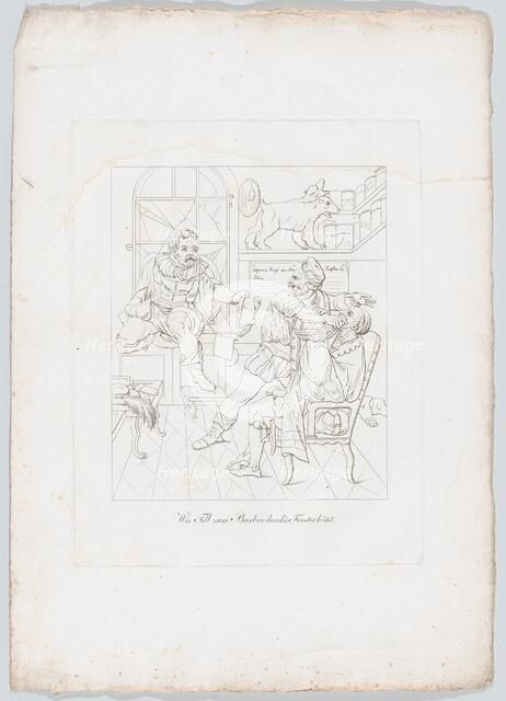 Wie Till zur Barbier durch's Fenster kömt (How Till Eupenspiegel Came In Through the Barbe..., 1806. Creator: Johann Heinrich Lips.