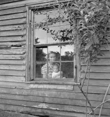 Wife and five month old baby of young tobacco sharecropper..., Granville County, N Carolina, 1939. Creator: Dorothea Lange