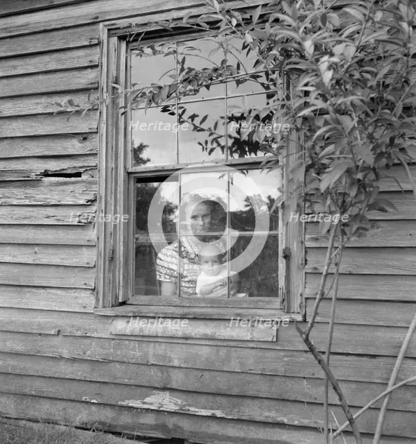 Wife and five month old baby of young tobacco sharecropper..., Granville County, N Carolina, 1939. Creator: Dorothea Lange.