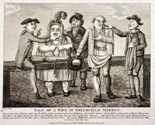 Wife being sold at Smithfield Market, London. 1797. Artist: Anon