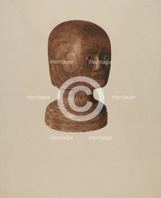 Wig Block, 1935/1942. Creator: Mildred E Bent.