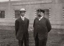 Wilbur Wright, American aviator, and Leon Bollee, French inventor and car manufacturer, 1908