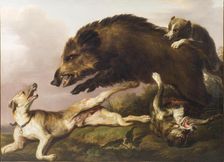 Wild boar hunting, 1792-1831. Creator: Christian David Gebauer