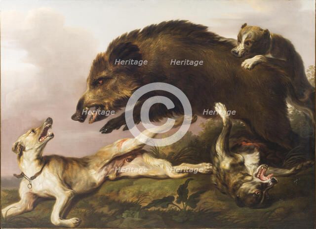 Wild boar hunting, 1792-1831. Creator: Christian David Gebauer.