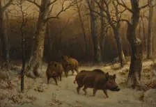 Wild Boars in the Snow, c. 1872-1877. Creator: Rosa Bonheur (French, 1822-1899)