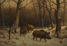 Wild Boars in the Snow, c. 1872-1877. Creator: Rosa Bonheur (French, 1822-1899)