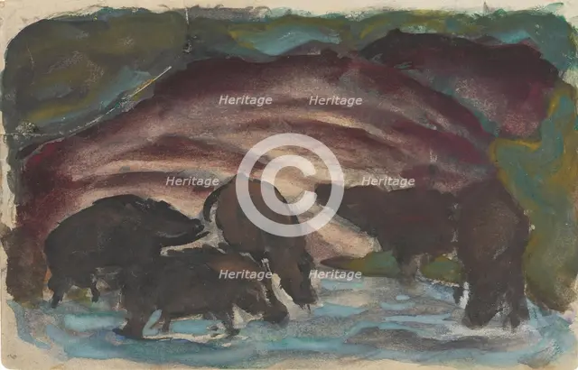 Wild Boars in the Water, 1910-1911.