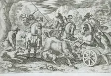 Wild Bull Hunt, 16th century. Creator: Antonio Tempesta