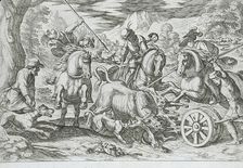 Wild Bull Hunt, 16th century. Creator: Antonio Tempesta