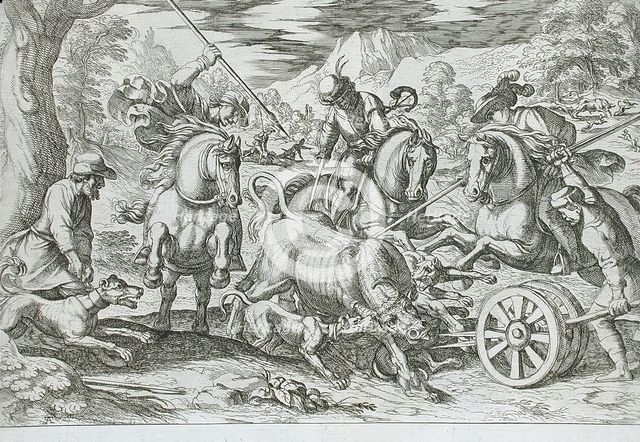 Wild Bull Hunt, 16th century. Creator: Antonio Tempesta.