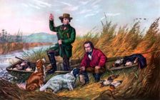 Wild Duck Shooting 1854.Artist: Currier and Ives