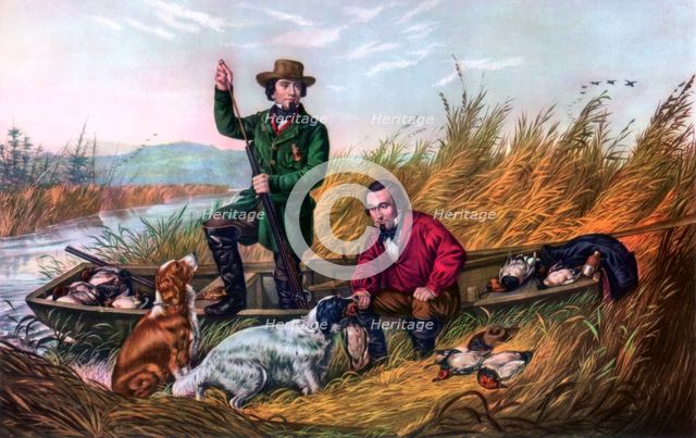 'Wild Duck Shooting', 1854.Artist: Currier and Ives