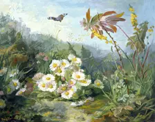 Wild Flowers and Butterfly, 1858. Creator: Jean Marie Reignier