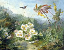 Wild Flowers and Butterfly, 1858. Creator: Jean Marie Reignier