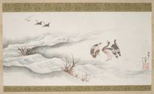 Wild Geese and Water, 1839. Creator: Hokusai