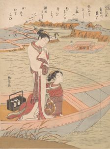 Wild Geese Flying Down the Sumida River, ca. 1769., ca. 1769. Creator: Suzuki Harunobu