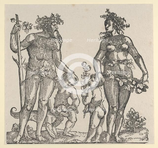Wild Man and Wild Woman, 1545. Creator: Hans Guldenmond.