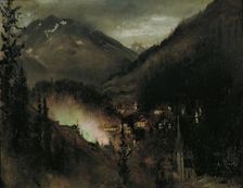Wildbad Gastein in the evening (with Bengali lighting), 1877. Creator: Anton Romako