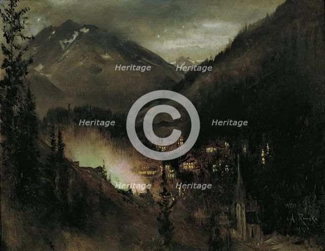 Wildbad Gastein in the evening (with Bengali lighting), 1877. Creator: Anton Romako.