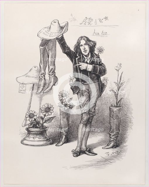 Wilde on Us. Something To "Live Up" To in America, June 10, 1882., June 10, 1882. Creator: Thomas Nast.