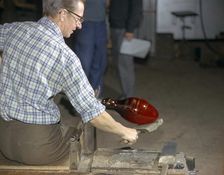 Wilke Adolfsson, designer at Gullaskruvs glassworks, Sweden, 1970s. Creator: Unknown