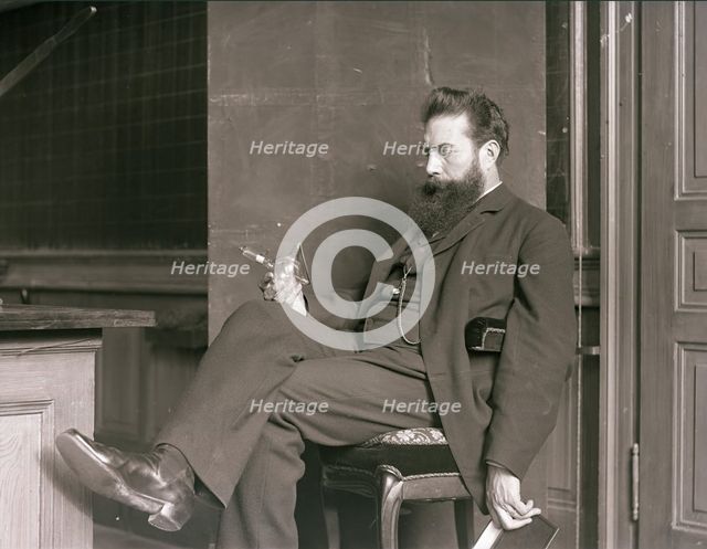 Wilhelm Conrad Röntgen in his laboratory, 1896. Creator: Anonymous.