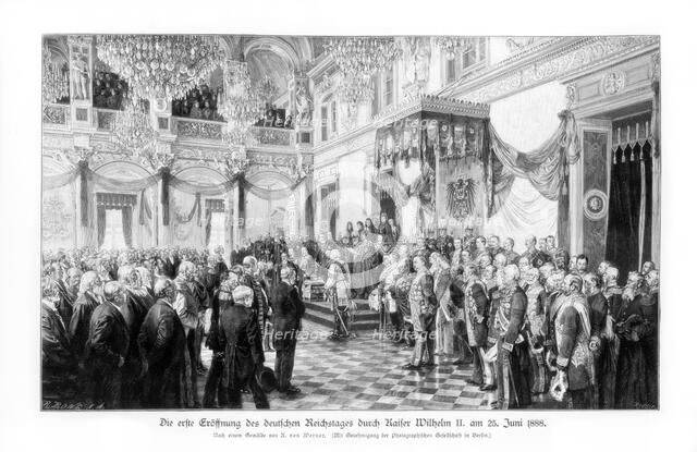 Wilhelm II and the ministers at the opening of the Reichstag (25 June 1888), 1900. Artist: Unknown