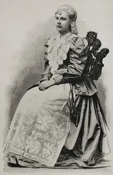 Wilhelmina of the Netherlands, (1880-1962) in traditional costume, 1898. Creator: Unknown
