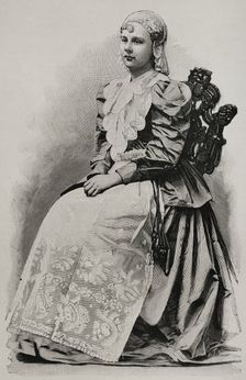 Wilhelmina of the Netherlands, (1880-1962) in traditional costume, 1898. Creator: Unknown