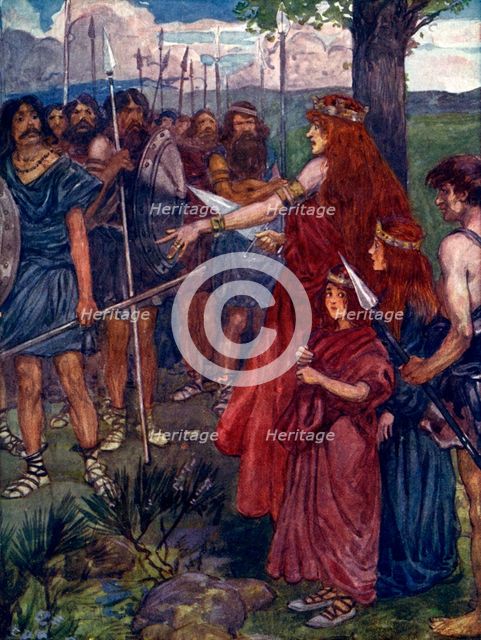 'Will you follow me, men?', c61 AD, (1905).Artist: A S Forrest