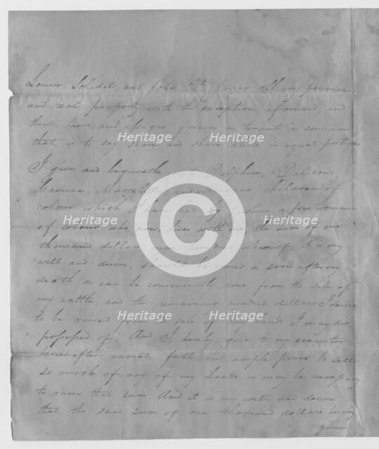 Will and testament of Daniel Juzan, 1825. Creator: Unknown.