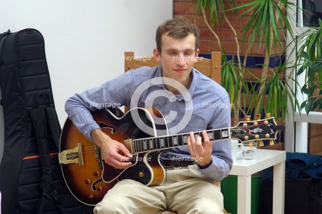 Will Arnold-Forster, Sam Braysher Quartet, Clocktower Cafe Jazz Club, Croydon, London, March 2025. Creator: Brian O'Connor.
