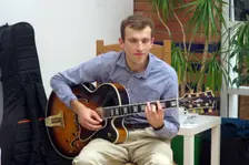 Will Arnold-Forster, Sam Braysher Quartet, Clocktower Cafe Jazz Club, Croydon, London, March 2025. Creator: Brian O'Connor