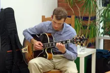Will Arnold-Forster, Sam Braysher Quartet, Clocktower Cafe Jazz Club, Croydon, London, March 2025. Creator: Brian O'Connor