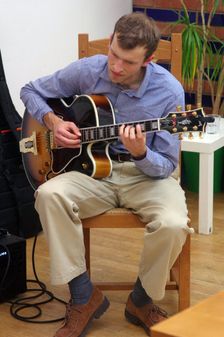 Will Arnold-Forster, Sam Braysher Quartet, Clocktower Cafe Jazz Club, Croydon, London, March 2025. Creator: Brian O'Connor