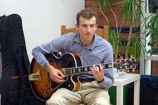 Will Arnold-Forster, Sam Braysher Quartet, Clocktower Cafe Jazz Club, Croydon, London, March 2025. Creator: Brian O'Connor