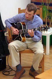 Will Arnold-Forster, Sam Braysher Quartet, Clocktower Cafe Jazz Club, Croydon, London, March 2025. Creator: Brian O'Connor